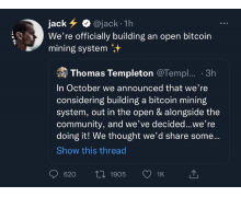 杰克·多西旗下支付公司 Block 宣布正在开发比特币矿机系统
