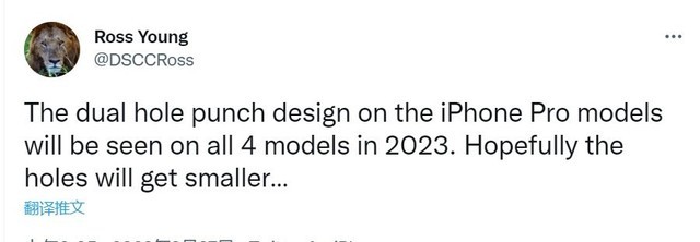 告别“刘海”！曝iPhone 15系列4款机型将全部采用“双打孔”设计
