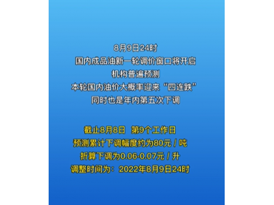 油价调整最新消息：国内油价或迎“四连跌”