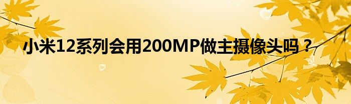 小米12系列200MP使用主摄像头吗？