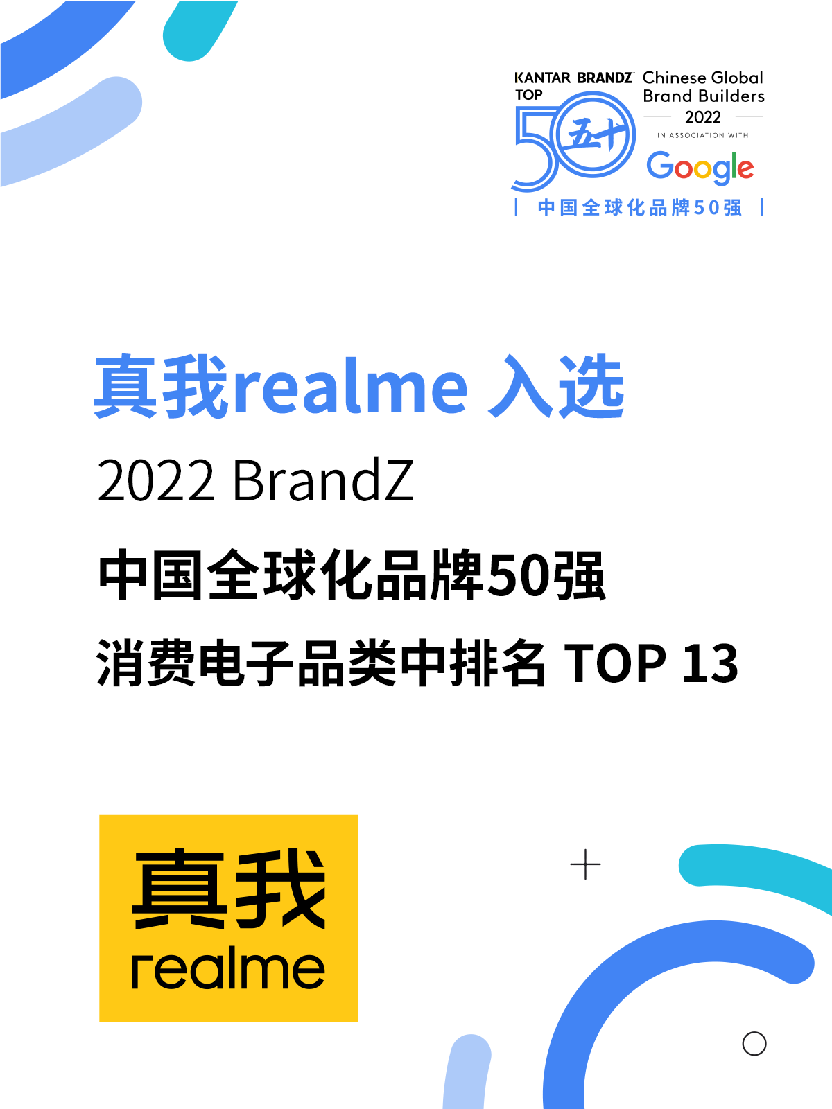 品牌势能辐射全球 真我 realme 登榜 2022 年 BrandZ 中国全球化品牌 50 强